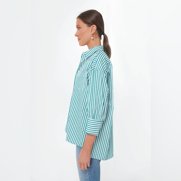 POMANDER PLACE
Green Striped Adair Boyfriend Shirt - Picture 3 of 7